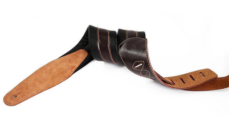 Conditioned full-grain leather guitar strap